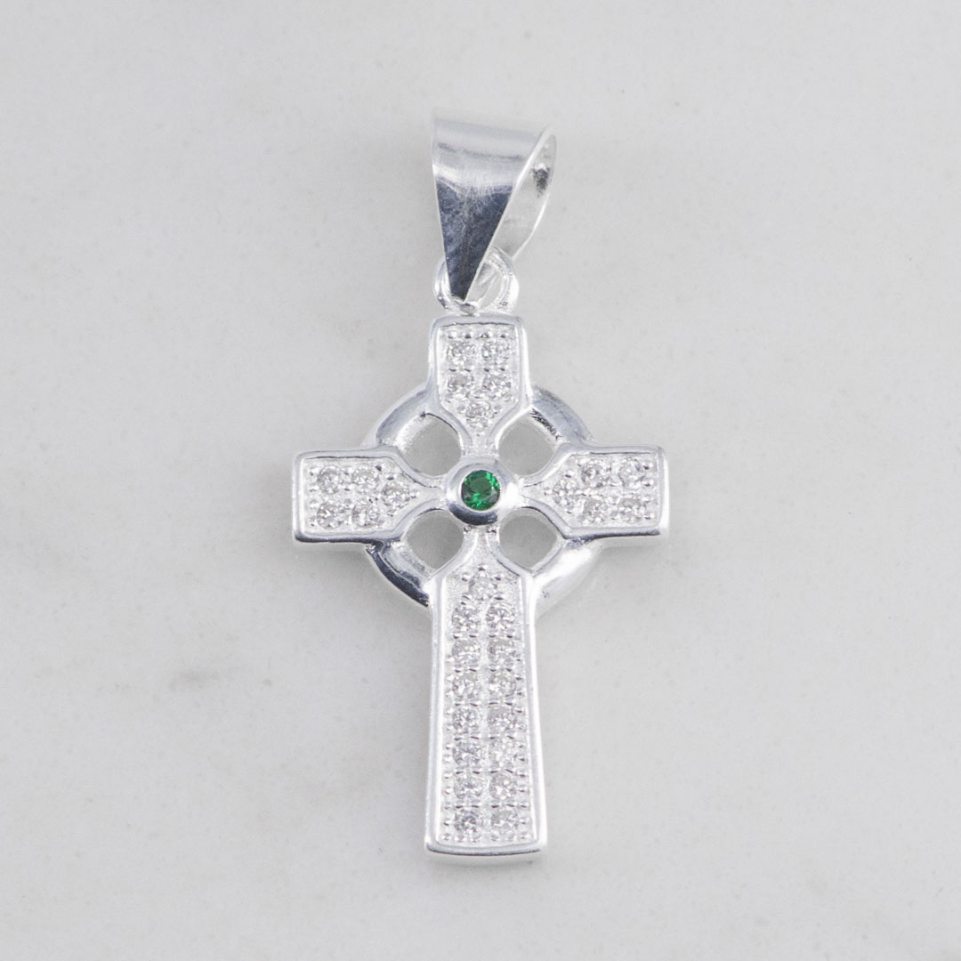DIJE CRUZ CELTA CIRCONES CENTRO ESMERALDA