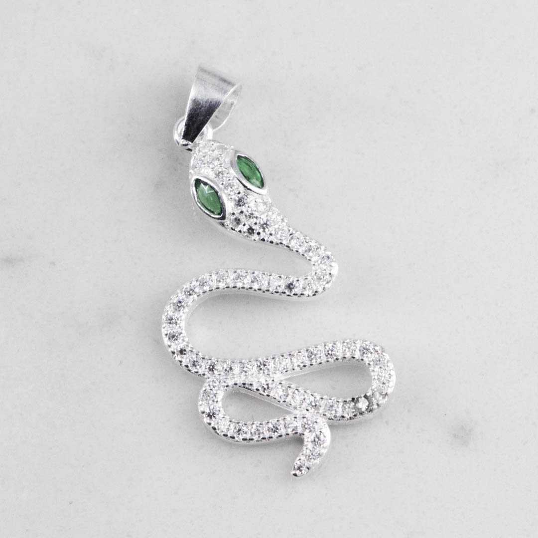 DIJE SERPIENTE CIRCONES OJOS ESMERALDA