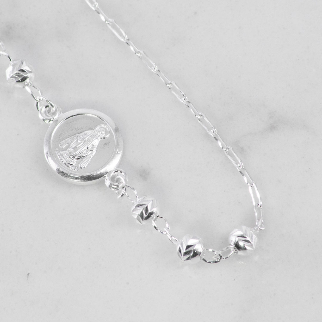 PULSERA MILAGROSA BALINES MARTILLADOS 4MM-19CM