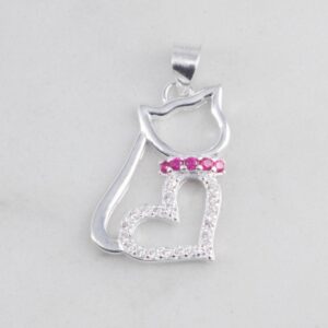 DIJE GATO CORAZON CIRCONES