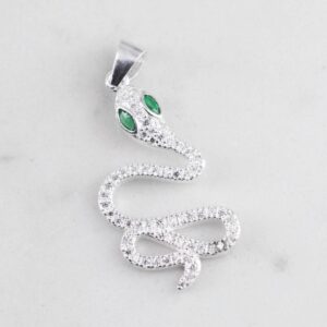 DIJE SERPIENTE CIRCONES OJOS ESMERALDA