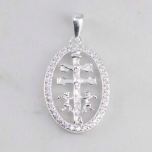 DIJE OVALO CRUZ CARAVACA GRANDE CIRCONES