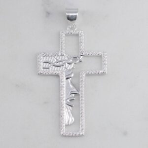 DIJE CRUZ SILUETA ROSTRO CORONA