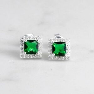 TOPO CUADRADO CIRCONES CRISTAL ESMERALDA