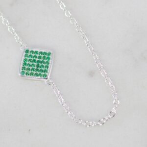 PULSERA JUEGO ROMBO CIRCONES ESMERALDA 15CM